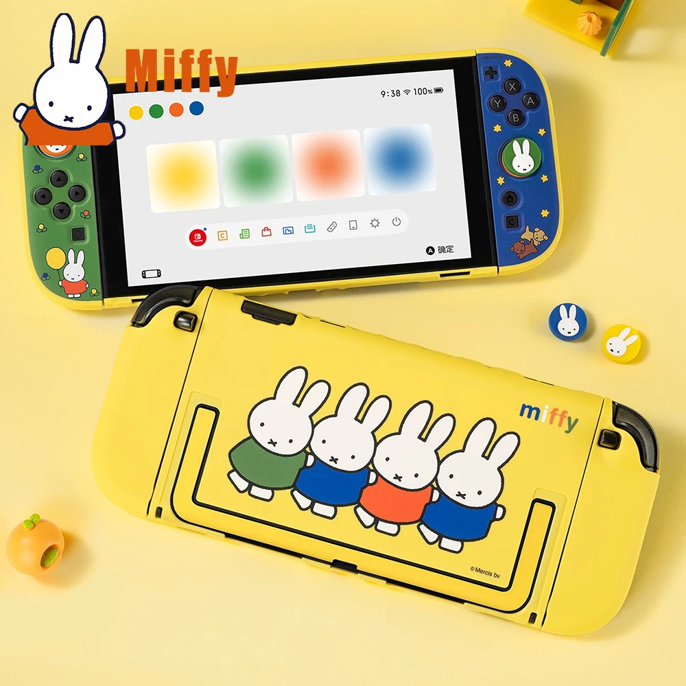 

Защитный чехол Kawaii Miffy NS2 с милым мультяшным дизайном, ударопрочный, с защитой от царапин, яркий, красочный, игровой аксессуар, подарок для девочки
