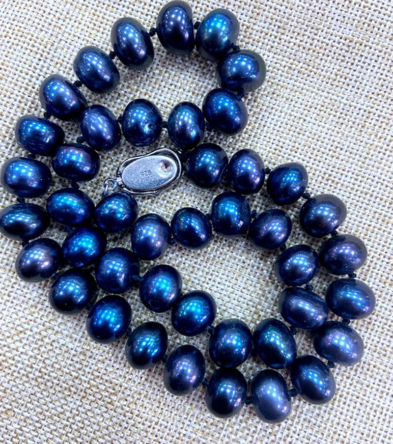 Giant natural 10X12MM Tahitian Black Freshwater Pearl abacus beads neck 18-25”