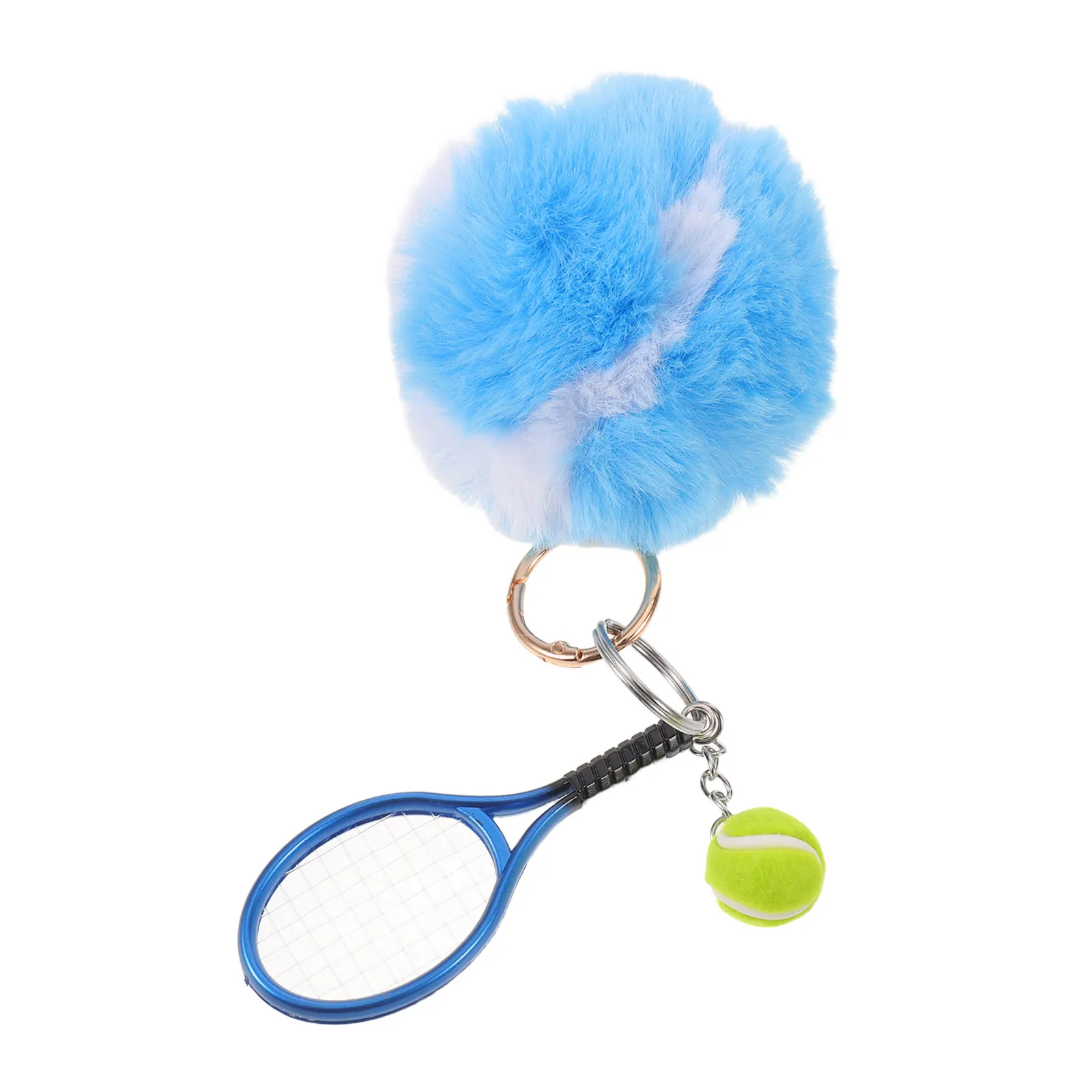 

Tennis Ball Keychain Pink Cute Key Ring for Backpack Handbag Mini Tennis Racket Keychains Sports Party Favor Present