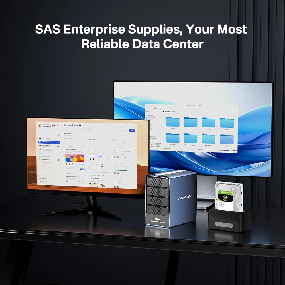 Acasis 4 Bay 2.5/3.5 Inch SAS/SATA External Hard Driver Enclosure With USB-C To USB-A/C Cable HDD Docking Station sas Hdd Case