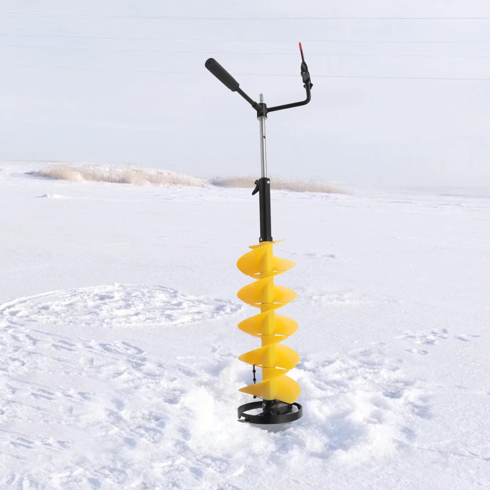 Tarière pour perceuse à glace avec adaptateur universel, support de canne à pêche sur glace et 1 jeu de lames, déchiqueteuse à glace, 8 pouces de diamètre, canne à pêche sur glace