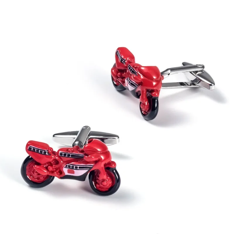 New 3D Color Racing Motorcycle Cufflinks, Brass Motorbike Lover Men French Shirt Suit Business Gift