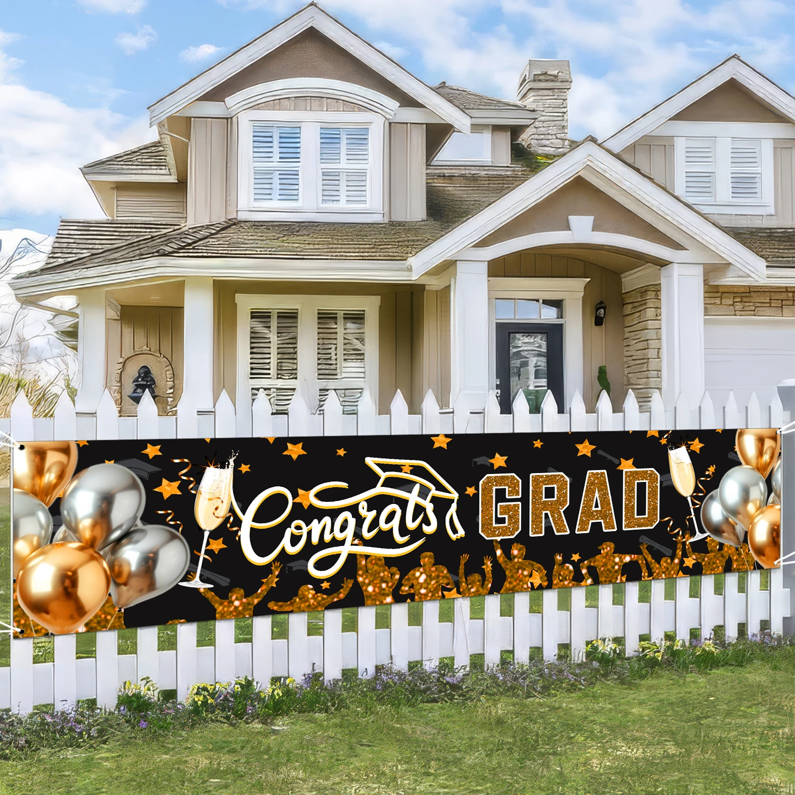 1Pieces Happy Graduation 2025 Congratulations Graduation, Graduation Banner [Party Banner] Party Decoration Supplies (17*78 inch