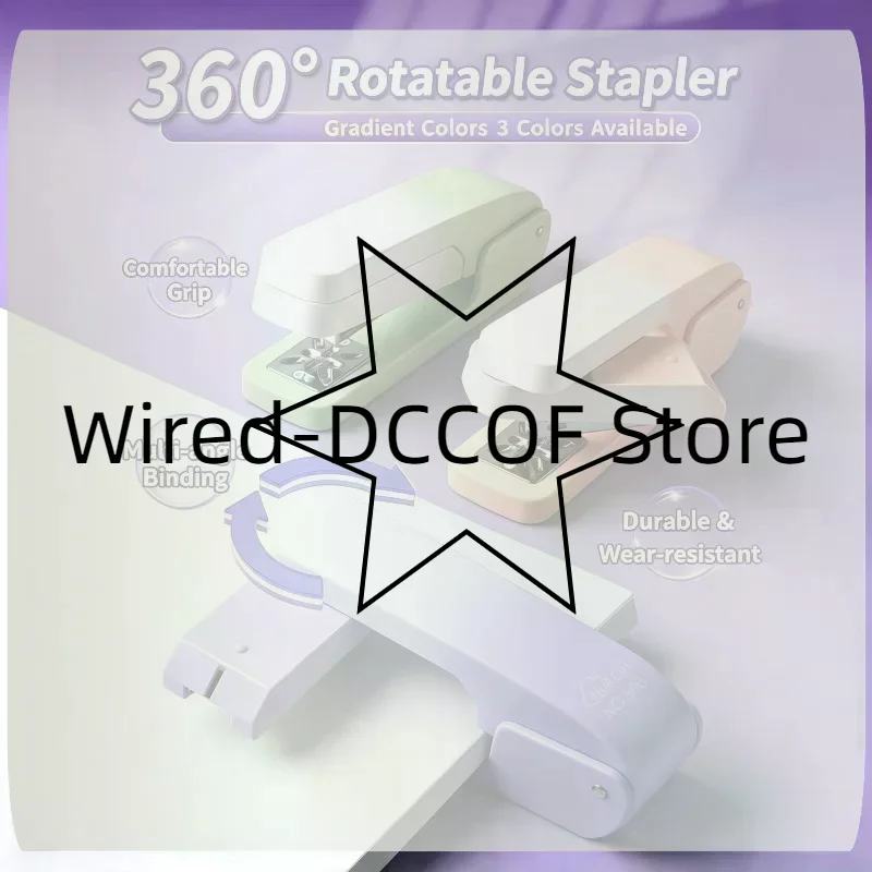 360 Degree Rotatable Stapler With Gradient Color Comfortable Grip Perfect For School Office Students Daily Document Binding