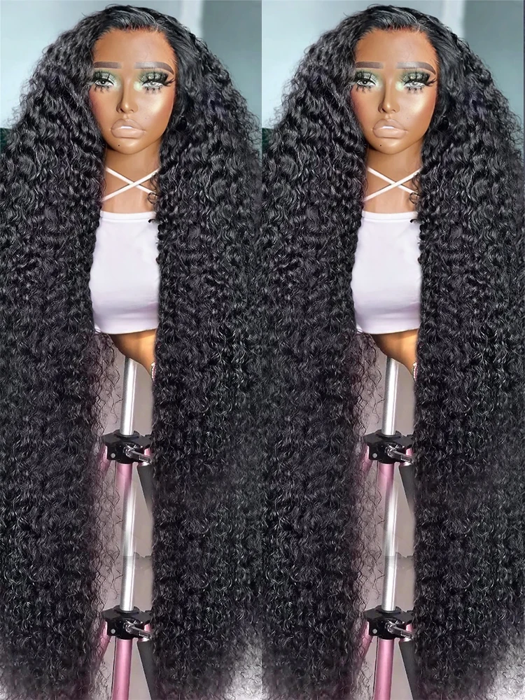 

300% Плотность 40 46 дюймов 13x6 Свободные глубокие волны HD Парики из натуральных волос на фронтальной части шнурка Бразильский 13x4 Водный вьющийся парик на шнурке для женщин