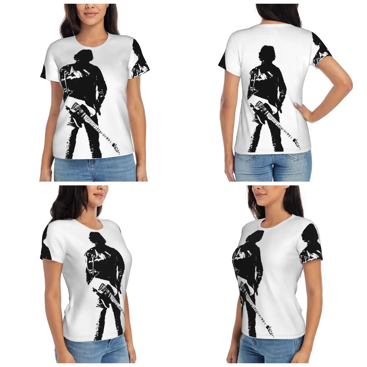 Camiseta de Bruce Springsteen para mujer, camisetas de manga corta, ropa con cuello redondo, camisetas de algodón para verano, ropa de calle