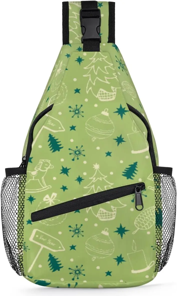 Borsa a tracolla verde chiaro Alberi di Natale Zaino a tracolla Zaino casual da viaggio Zaino da viaggio Zaino carino Casual