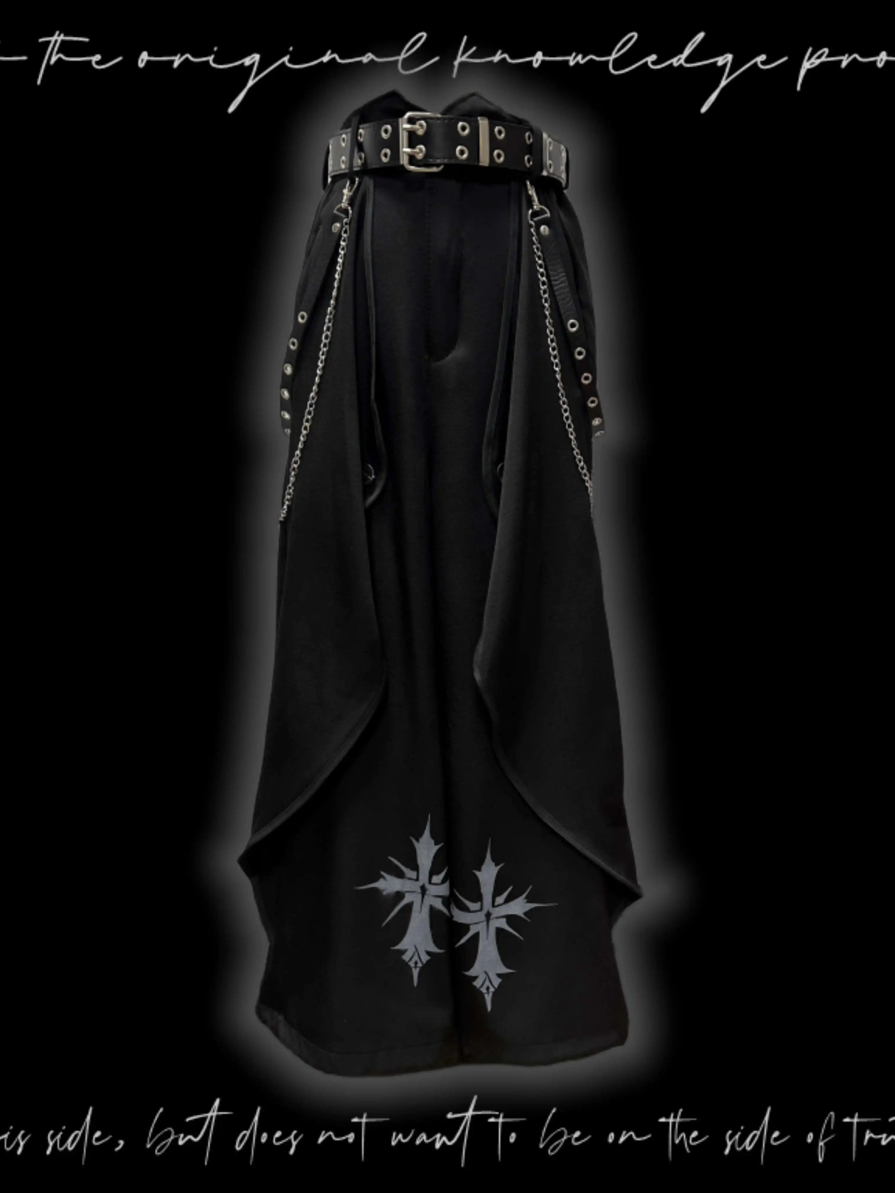 Man Women Gothic Punk Pants Irregular Unisex Wide-Leg Pants Niche Design Spring Summer Multi-Layer Loose Casual Pants