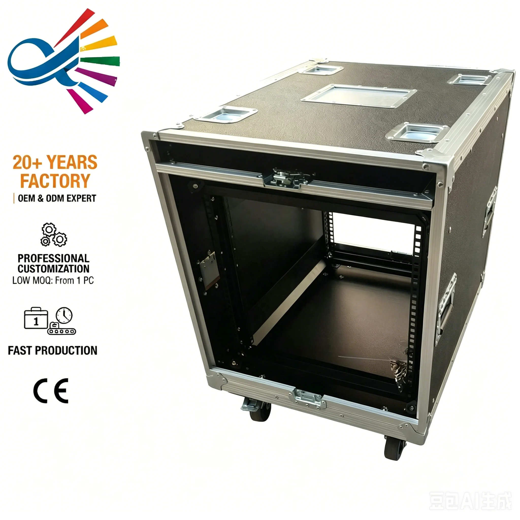 Power Amplifier 14U Shock Mount Sliding Door Rack Case Professional Audio Gear Slam Door Flight Case Stage Storage Trunk