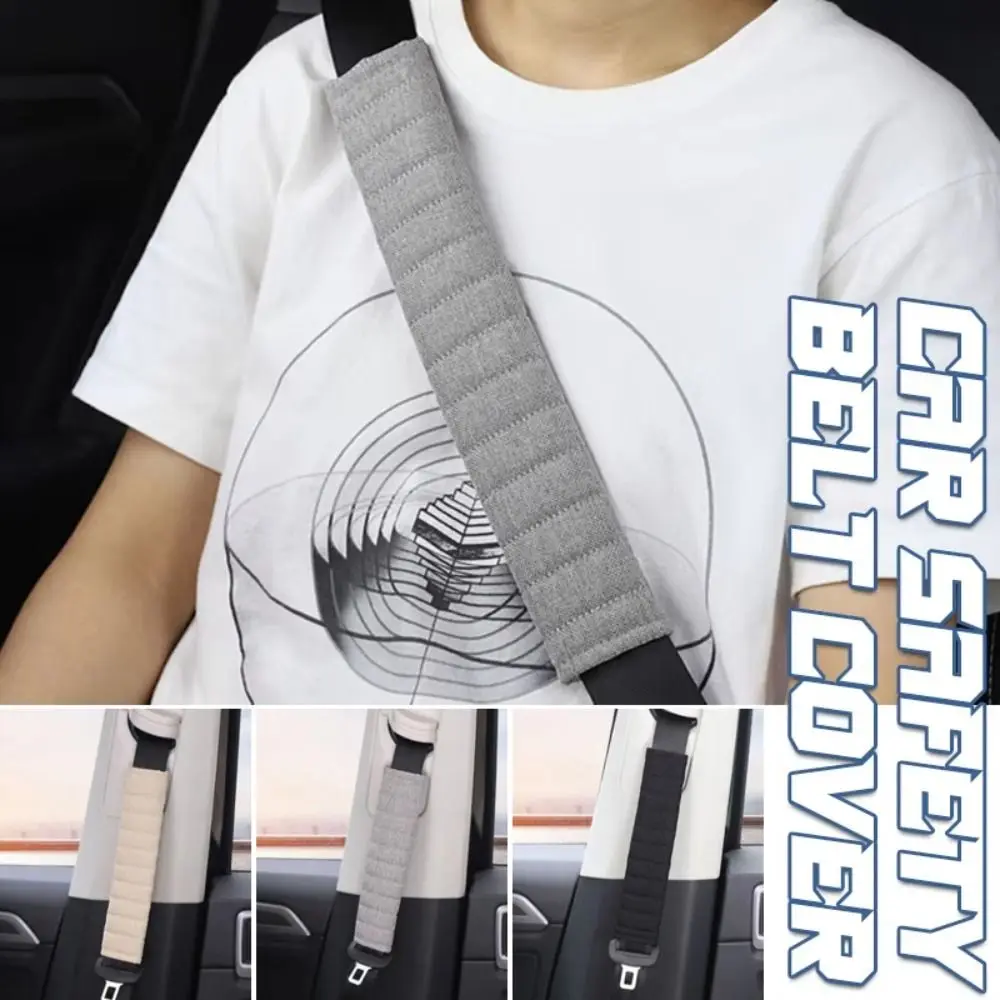 

2Pcs Linen-cotton Car Seat Belt Cover 26cm/33cm Comfort Shoulder Guard Breathable Relieve Stress Car Seat Belt Pad Car Use