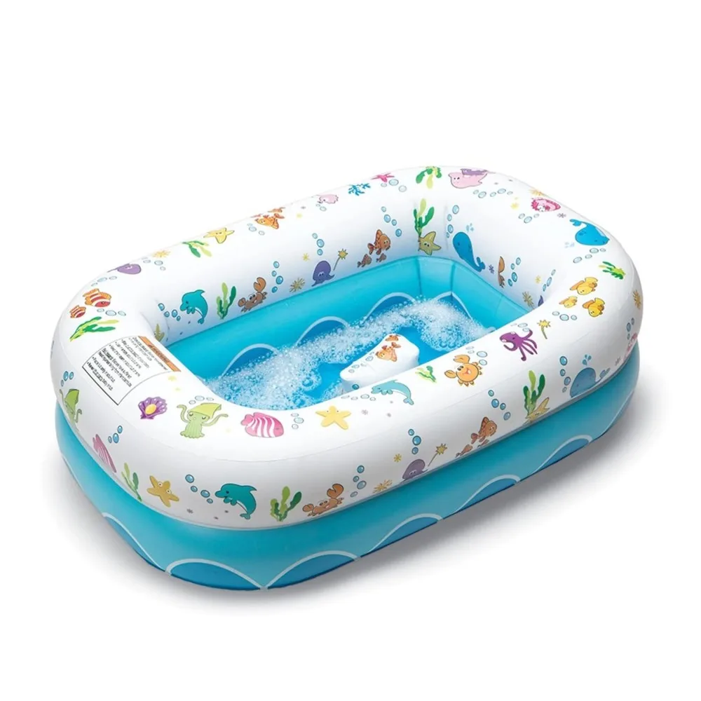 

Mommy's Helper | Inflatable Under The Sea Baby Bathtub, Collapsible Safe Baby Bath Tub with Anti-Sliding Saddle Horn Seat