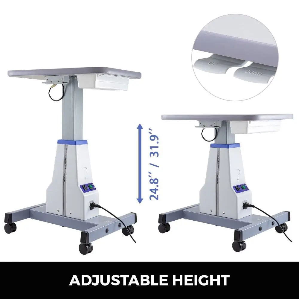 Motorized Adjustable Medical Cart for Dental and Optical Instruments Two Device Work Table 18.9x15.7 Inches