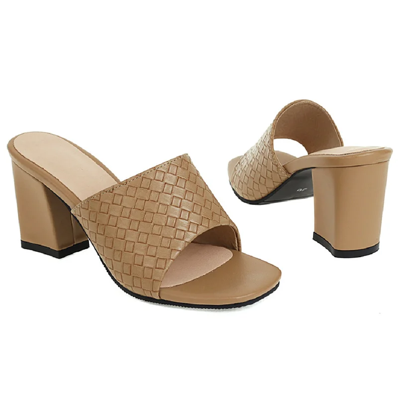 Brand Design Women\'s Slippers Elegant Summer Shoes For Women Block Heels White Black Sandals Ladies Party Outdoor Shoes Big Size