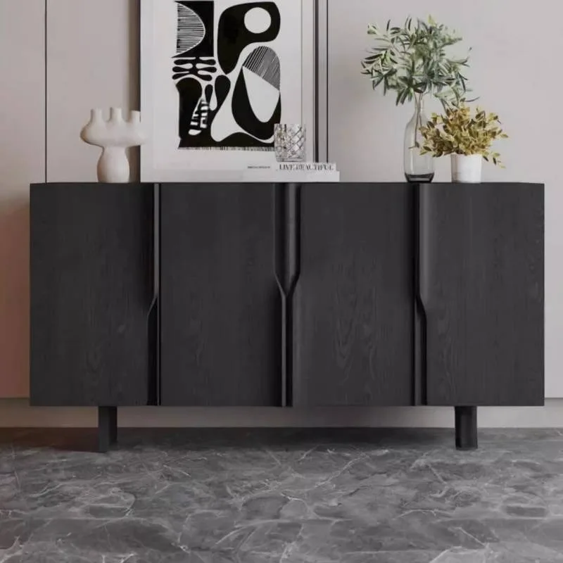 Muebles de Salón Clásicos a Prueba de Polvo, Gabinetes Estrechos Japoneses Negros para Salón, Muebles de Almacenamiento, Muebles para el Hogar
