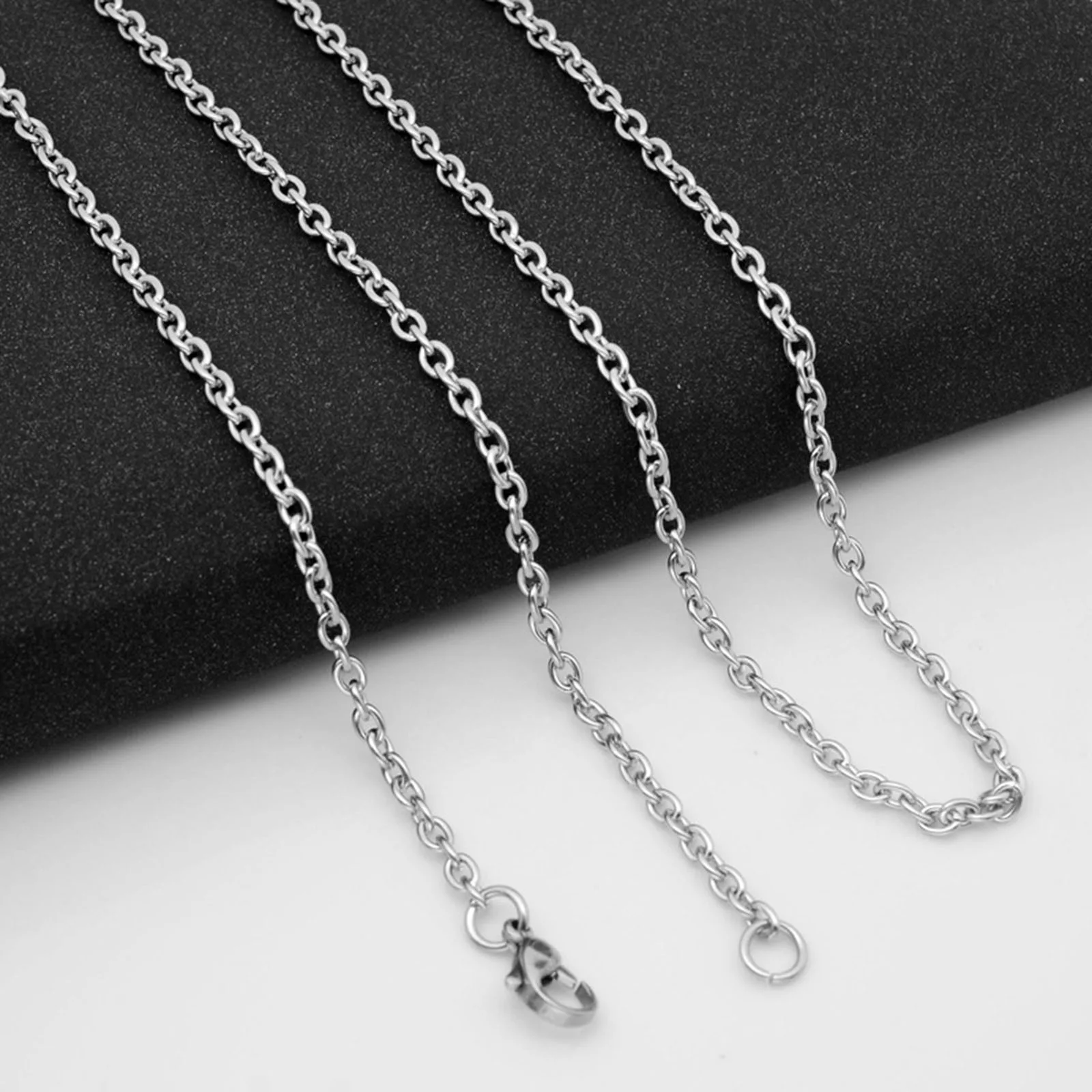 Thickness 2mm-4mm 304 Stainless Steel Link Chain Necklace Silver Color Link Classic Curb Chain for Men Women Jewelry Findings