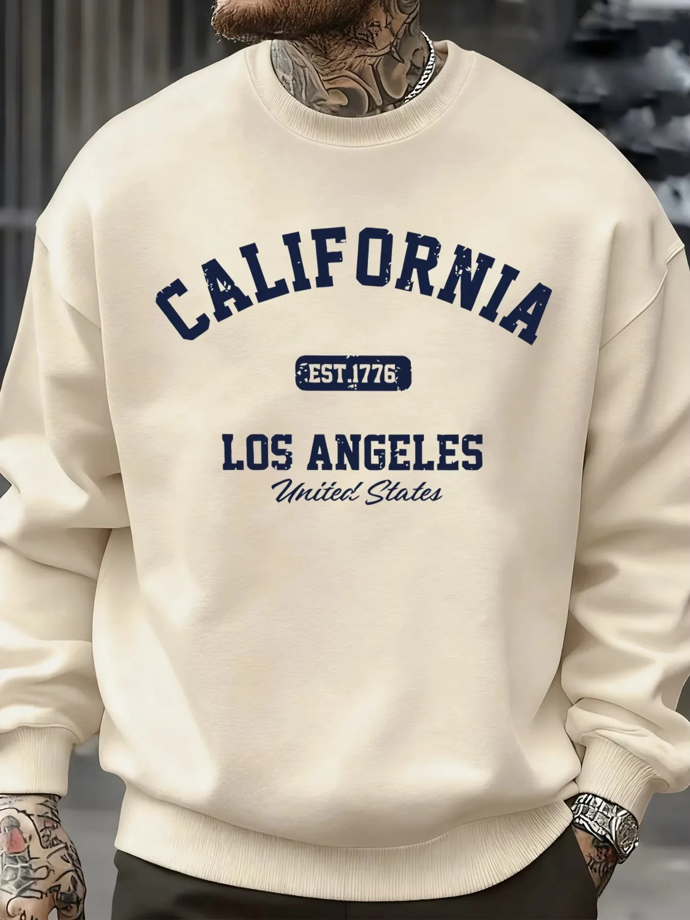 Herren 2026 Neues Bedrucktes Sweatshirt, Streetwear Lässiges Mode-Sportshirt Hochwertige Herbst-Übergröße Fleece-Rundhals-Pullover – Detail 2