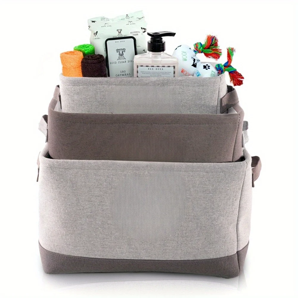 

Linen Dog Crest Storage Bin 3 Pack Set for Dog/Cat