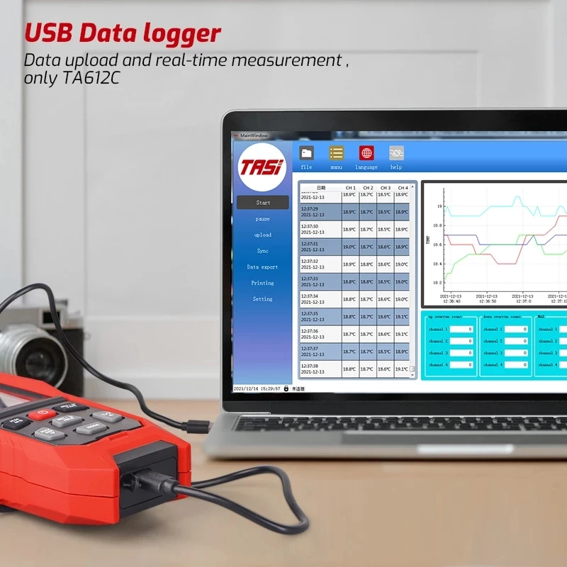 TASI TA612C Thermometer Contact Digital Thermocouple Temperature Tester LCD Screen Display K/J Thermometer C/ F Measuring Tools