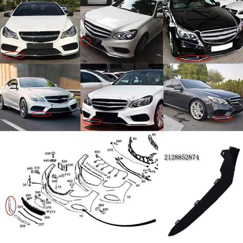 

3Pcs Chrome Front Bumper Moulding Lip Trim Strip For Benz E Class W212 14-16 A2128852774 A2128852874 A2128852674