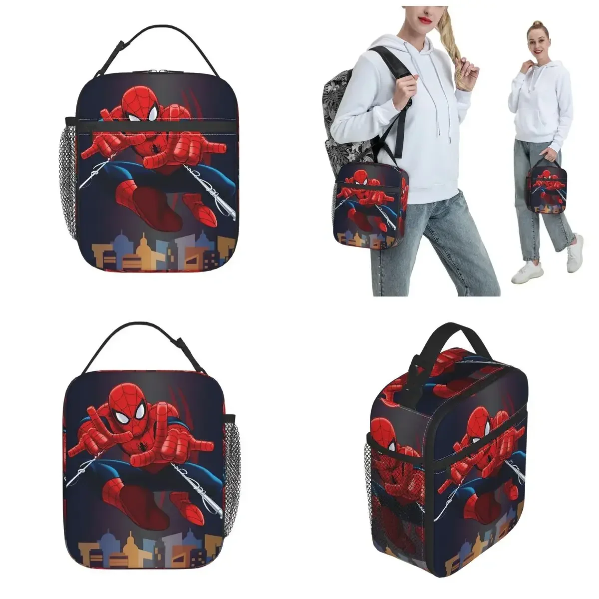 Spider Man Web Jump Insulated Lunch Bag Leakproof Lunch Container Cooler Bag Tote Lunch Box School Picnic Girl Boy