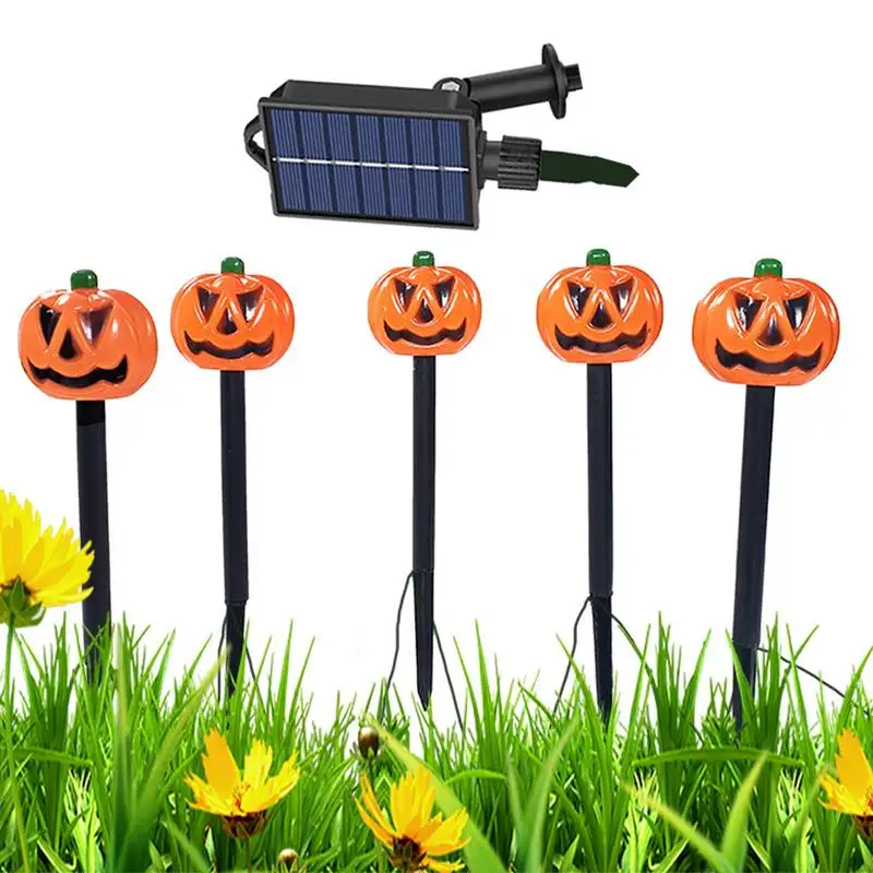 

Solar Powered Pumpkin Stakes Waterproof Halloween Pumpkin Lights LED Solar Pathway Light Solar Pumpkin Stake Lights Skull Lamp