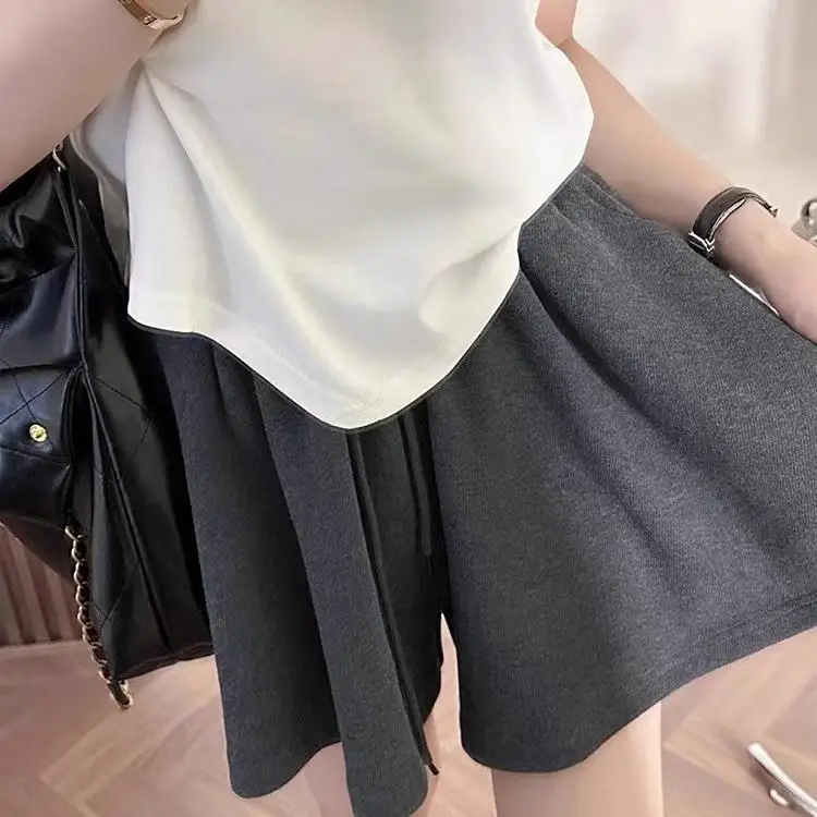 하이웨이스트 캐주얼 스포츠 발레 스타일 여성 반바지 와이드 레그 팬츠 스커트 핫팬츠 슬리밍 효과 봄 출퇴근 스타일