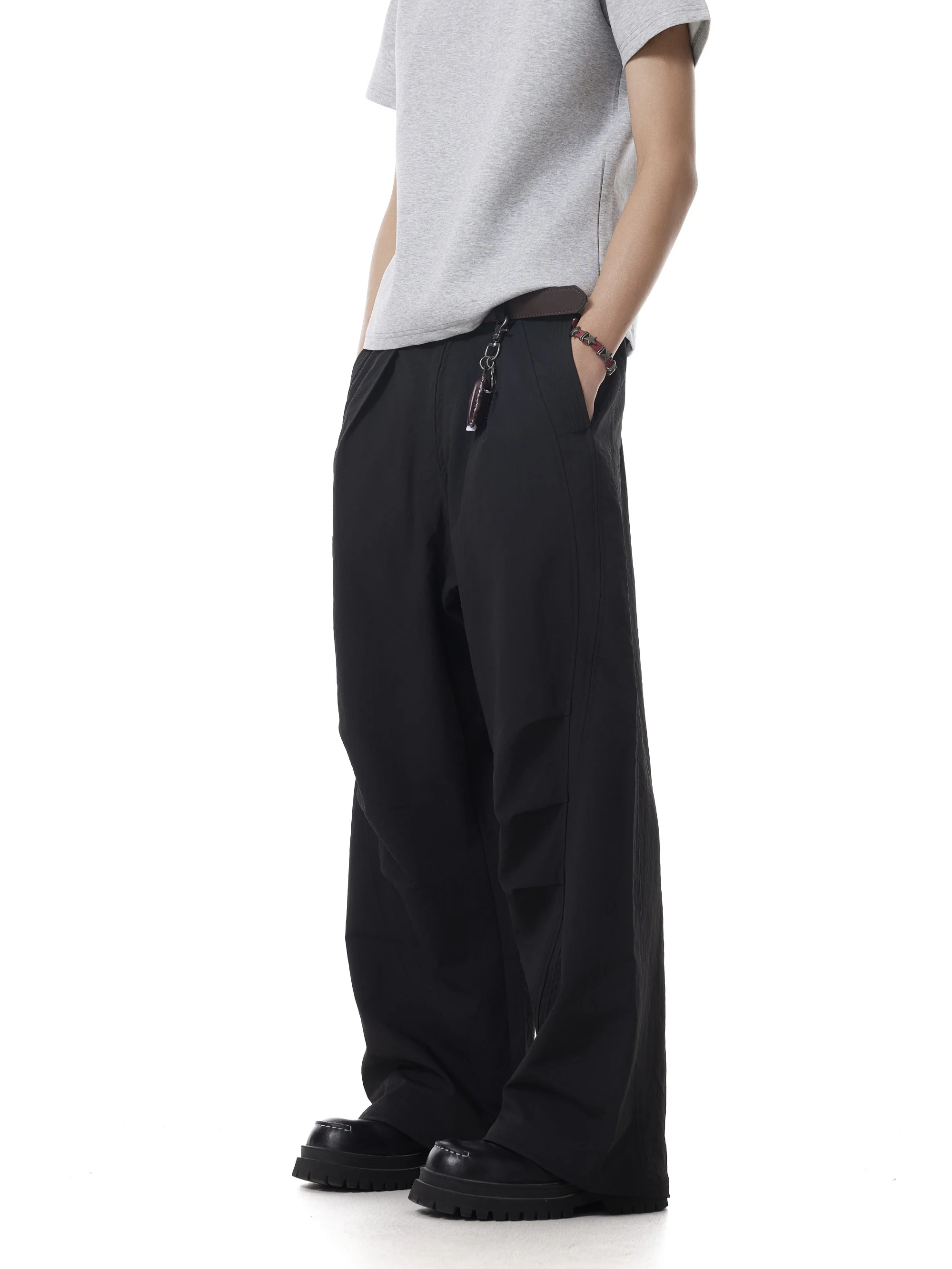 Amerikaanse vintage verfrommeld gedeconstrueerde casual broek buiten pluizige losse wijde pijpen parachutist heren