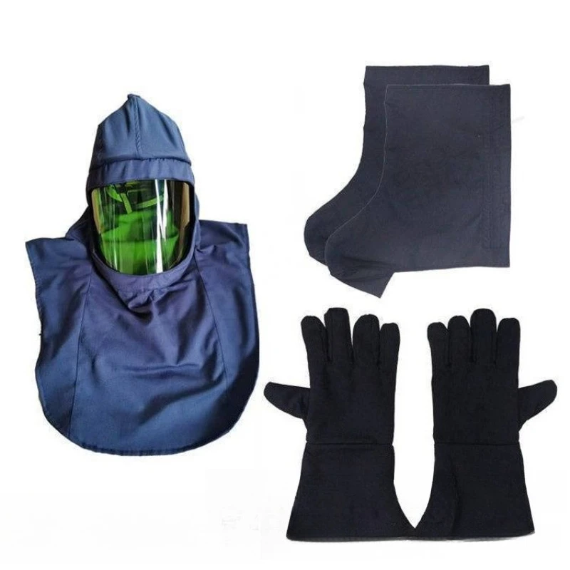 Anti-flame retardant heat insulation robe 12-card coat gloves with foot cover and hood HYF-DH012 anti-arc suit four pieces