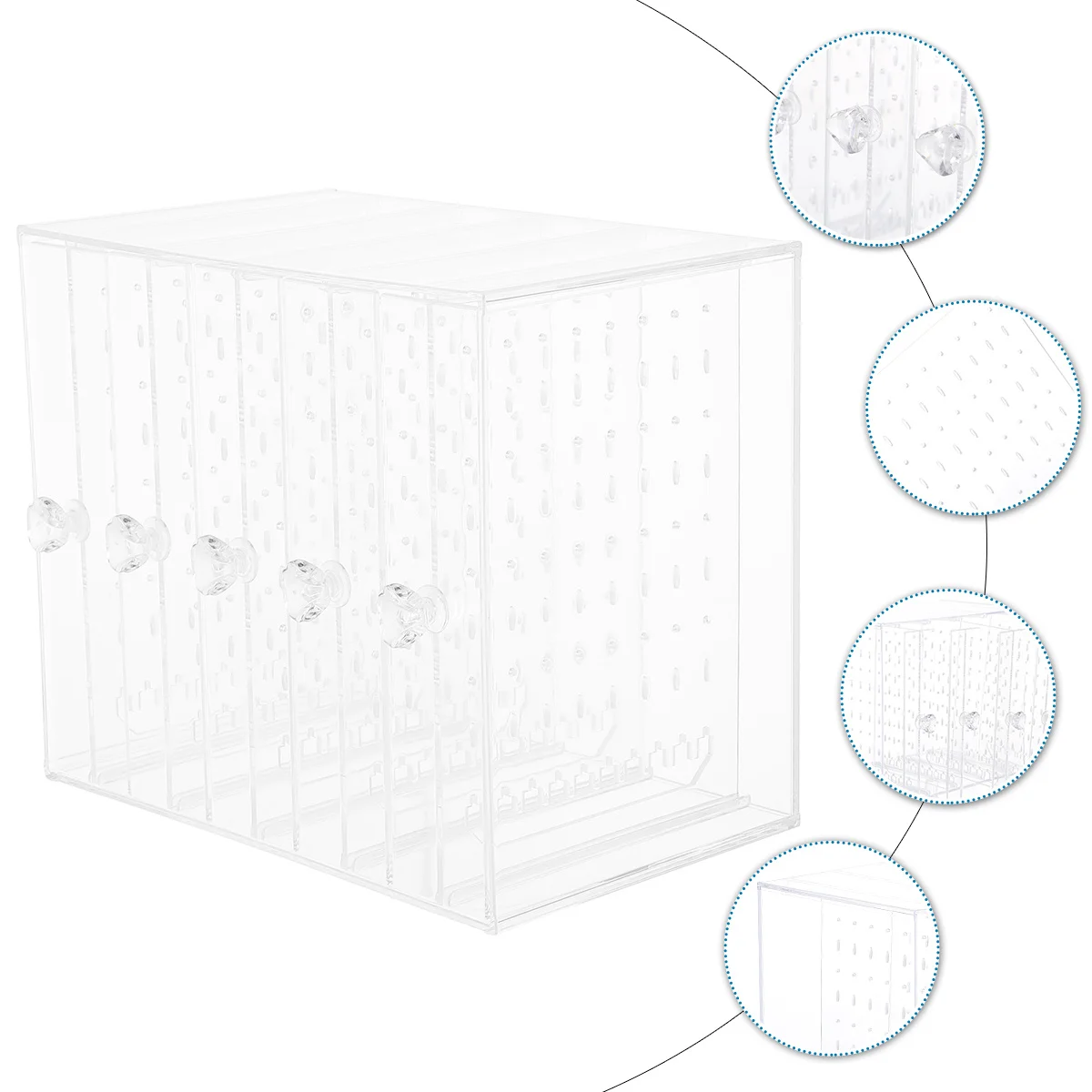 Transparent Earring Storage Box With Hooks Drawer Design Jewelry Organizer Holder Display Stand For Small Accessories Artwork