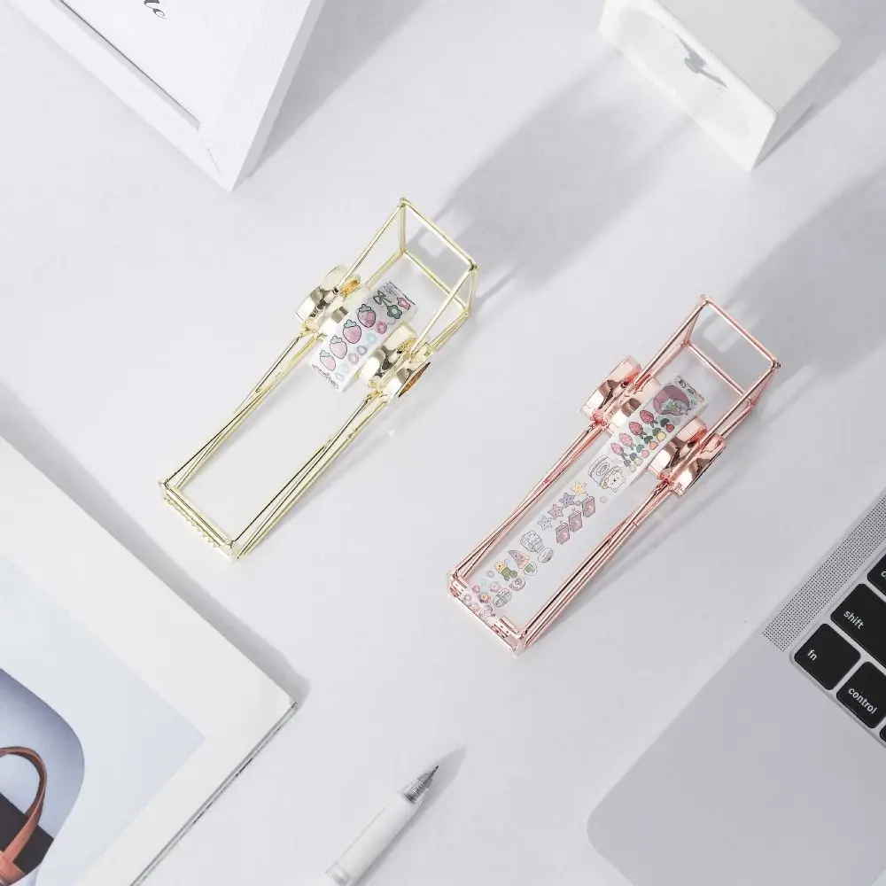 Non-slip Iron Art Tape Dispenser Rust-proof Sturdy Manual Tape Cutter Transparent Wheel Safe Tape Storage Organizer Home