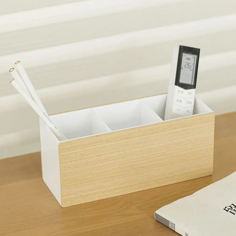 

Деревянный органайзер для хранения, настольный держатель для пультов, кистей для макияжа и ручек, многосекционный кейс для офиса, дома и школы