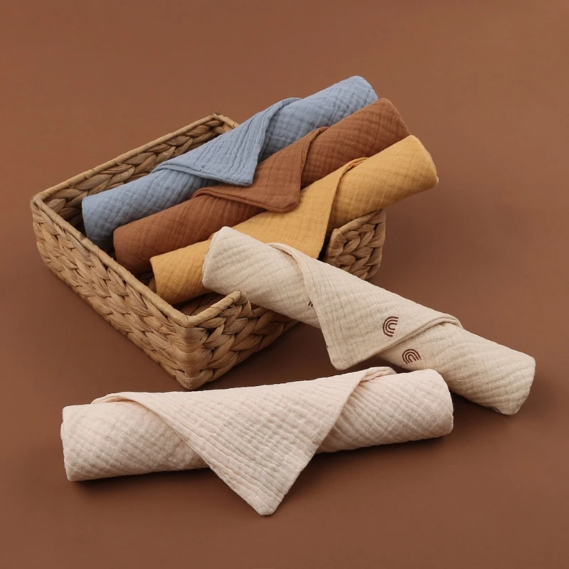 

5 Piece Infant Handkerchief Bib Square Baby Stuff Feeding Cotton Towel Dirty-proof Washing Face Solid Color Towel