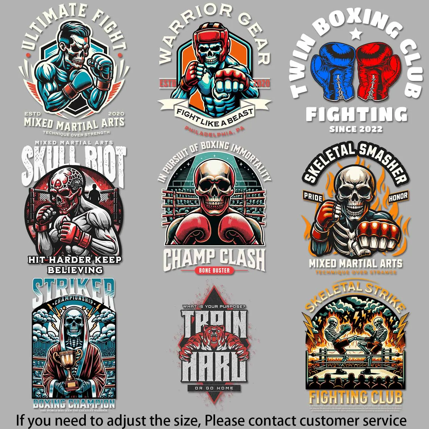 Iron-on Transfers for Clothing Handsome Sporty Style Boxing - Vibe Skull Quick - drying Heat Transfer DIY Decoration