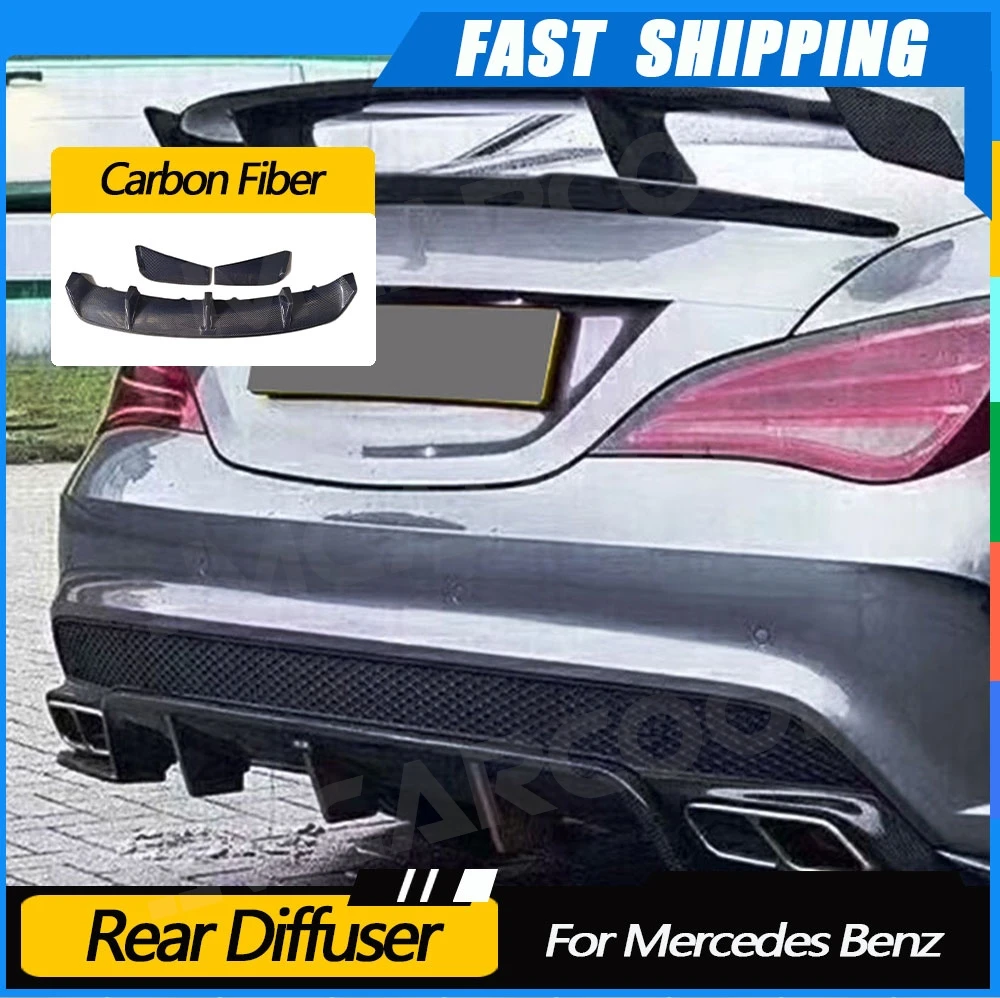 

For Mercedes Benz W117 C117 CLA250 CLA260 CLA45 Package 2013 -2018 Carbon Fiber R Style Rear Diffuser Rear Splitters