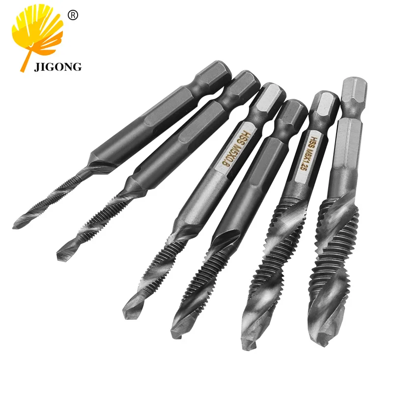 

M3-M10 HSS 4341 Composite Tap Drill Bit Thread Spiral Screw Tap 6.35mm 1/4'' Hex