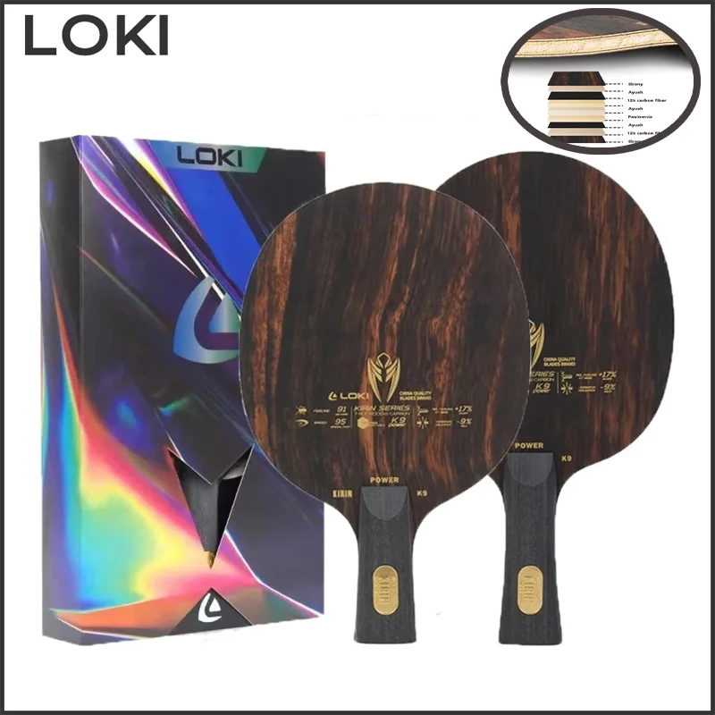 LOKI KIRIN Power K9 Ping Pong Blade 9 Ply Wood Carbon OFF+ Professinal Table Tennis Racket 7 Wood 2 Carbon Blade Speed Attack