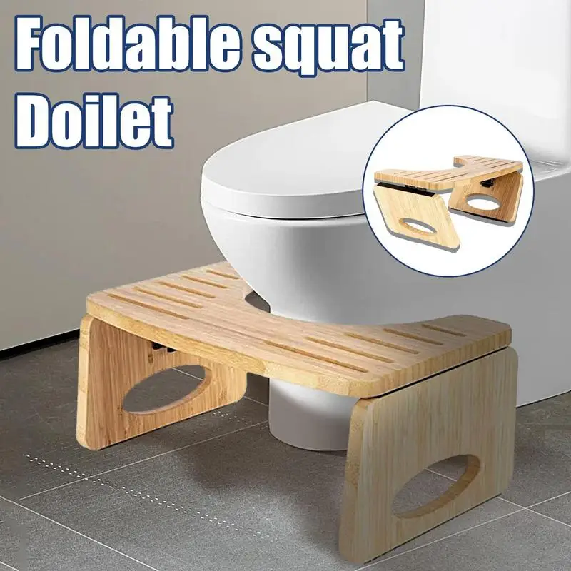 Footstool De Bambu Portátil Para Banheiro, Squat Stool, Ferramentas De Banheiro, Suprimentos Dobráveis