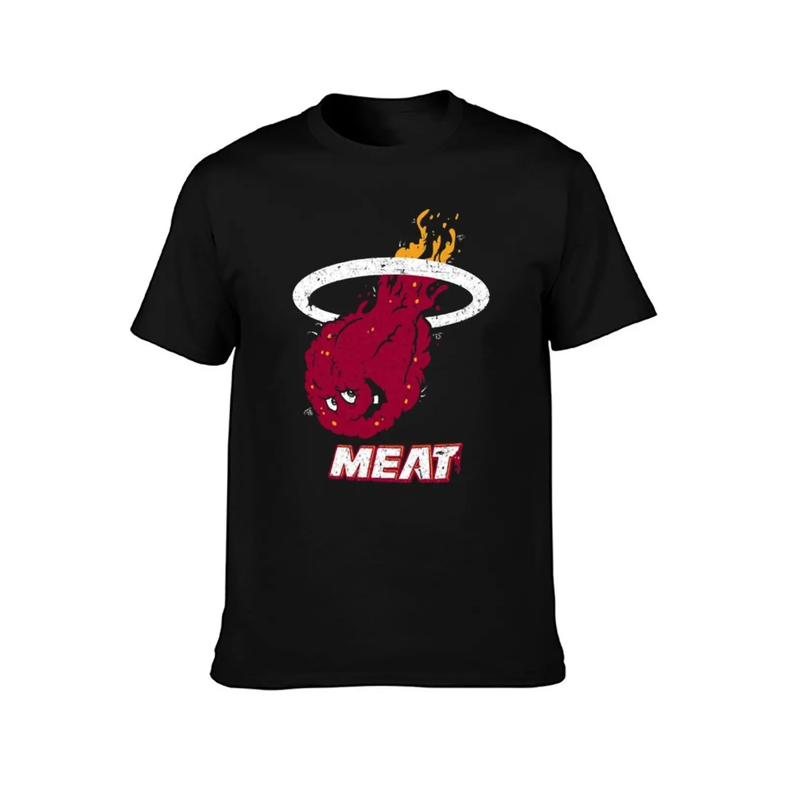 Basketball Team Miami Meat Hunger Force T-Shirt, Summer Casual Cotton Tee, Oversized Streetwear Tops, Vintage Graphic Print