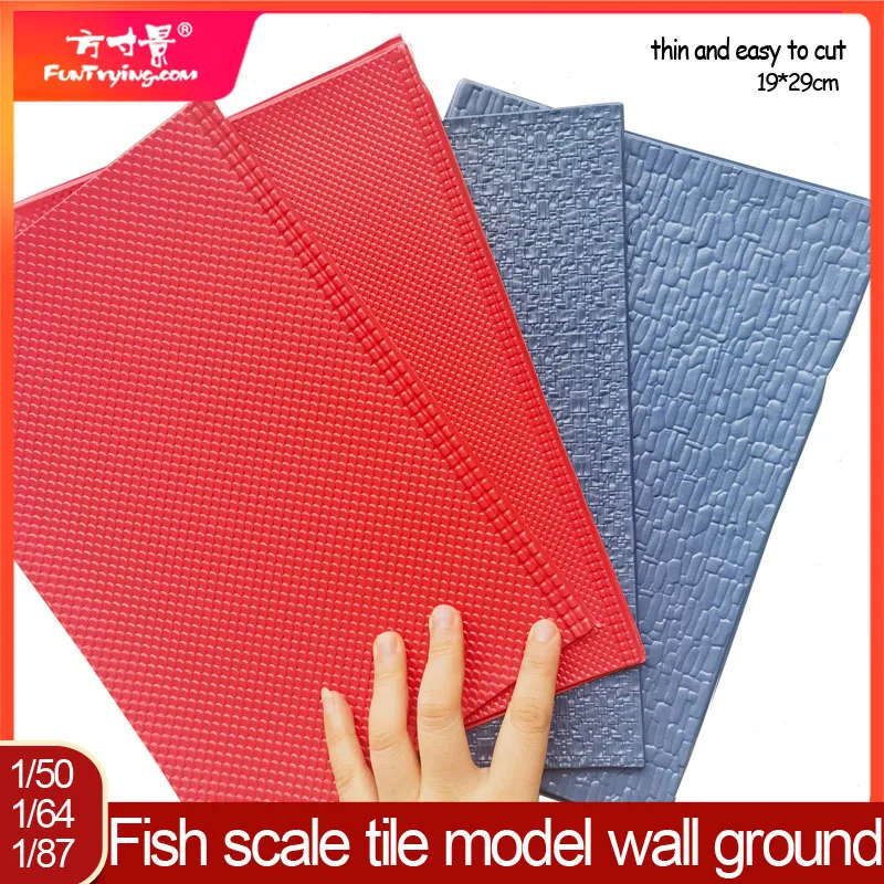 Miniature sand table building material fish scale tile model ground brick wall bump texture pvc sheet for making model house