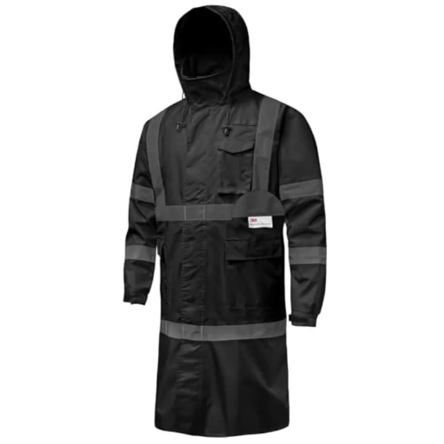 Hi Vis Rain Jacket with 3M Reflective Stripe, High Visibility Class 3 Rain coats, Safety Waterproof Rain Suits for Men with Hoo