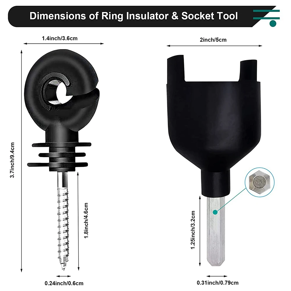 

N96R 40Pcs Electric Fence Insulators Screw,Electric Fence Ring Insulator Tape Screw Wood Post Insulators Screw-In,Screw