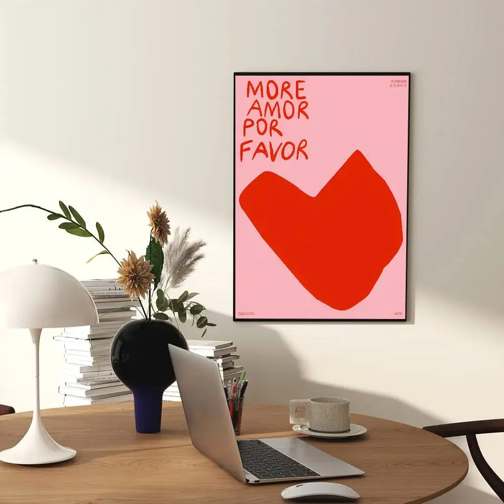 More amor por favor - Big heart  Poster Self-adhesive Wall Art Decorations Room Decor HD Frameless