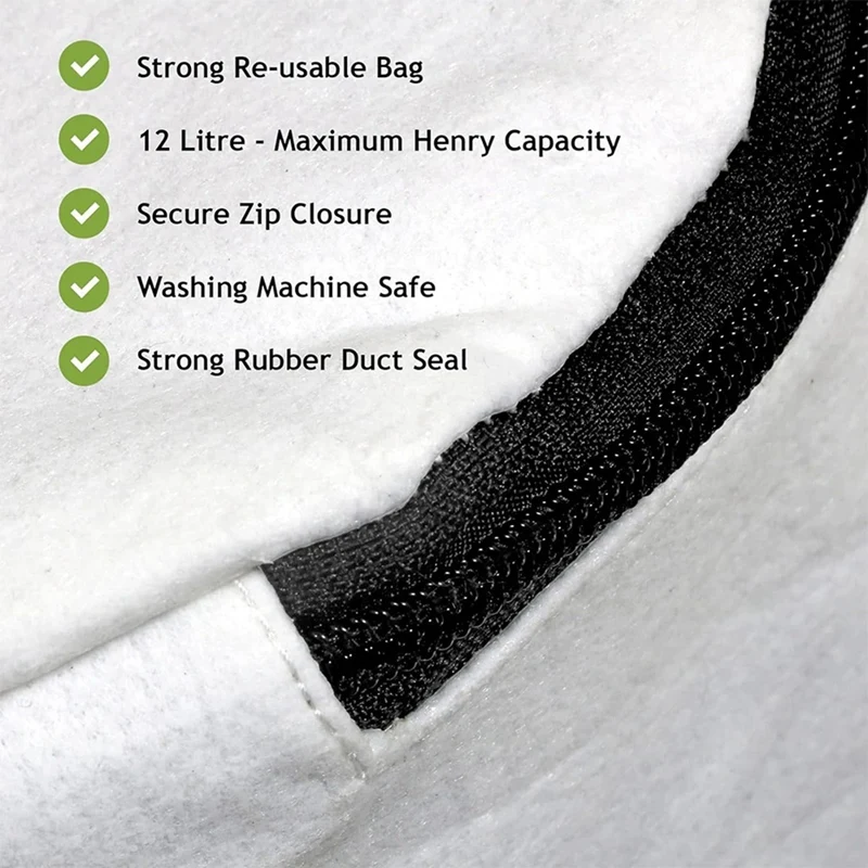 Zippered Reusable Washable Dust Bags For Numatic Henry Hetty James Edward AS200 Vacuum Accessories