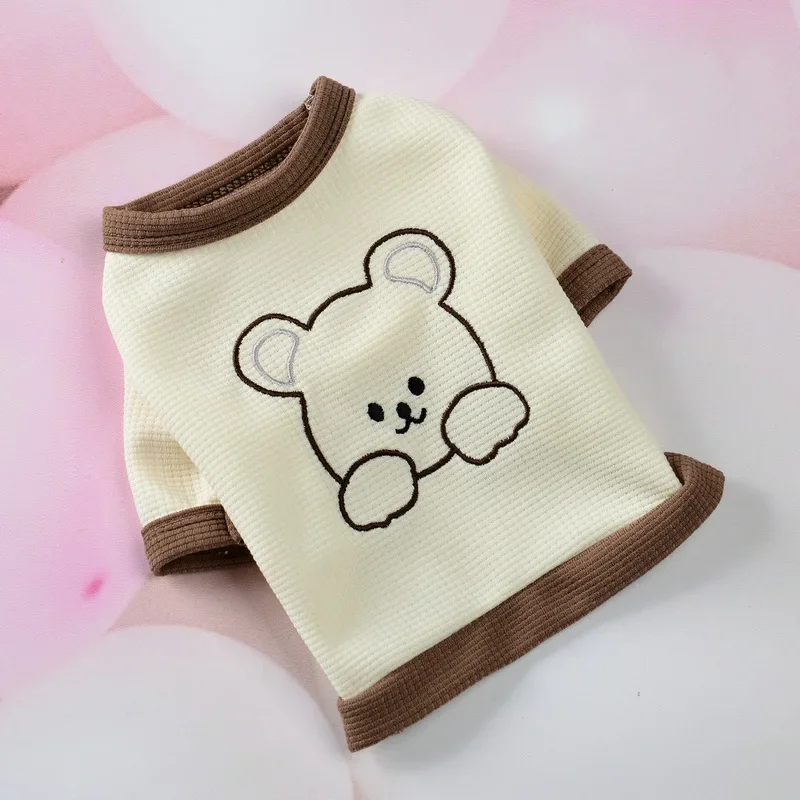 Cute Couple Dog Clothes For Dog Dresses Pet Shirt Waffle Cat Dog Shirt Puppy Pet Skirt Clothing For Dogs Cats Chihuahua Yorkie