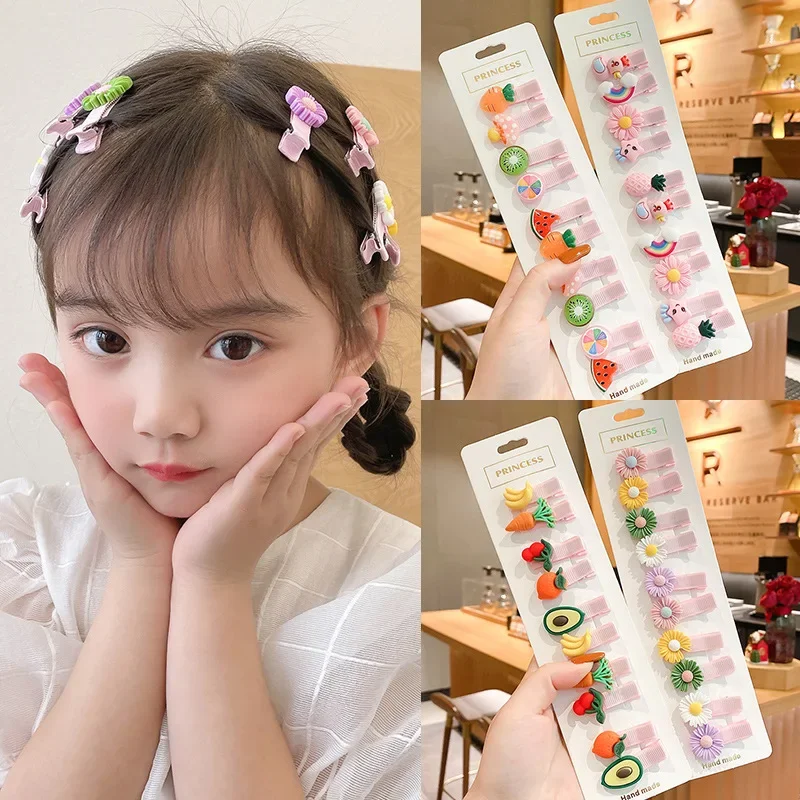 Children Hairpin Fruit Hair Clips Baby Side Bangs Clip for Kawaii Girls Headdress Hair Accessories Baby Bows 10 PCS 2024 New