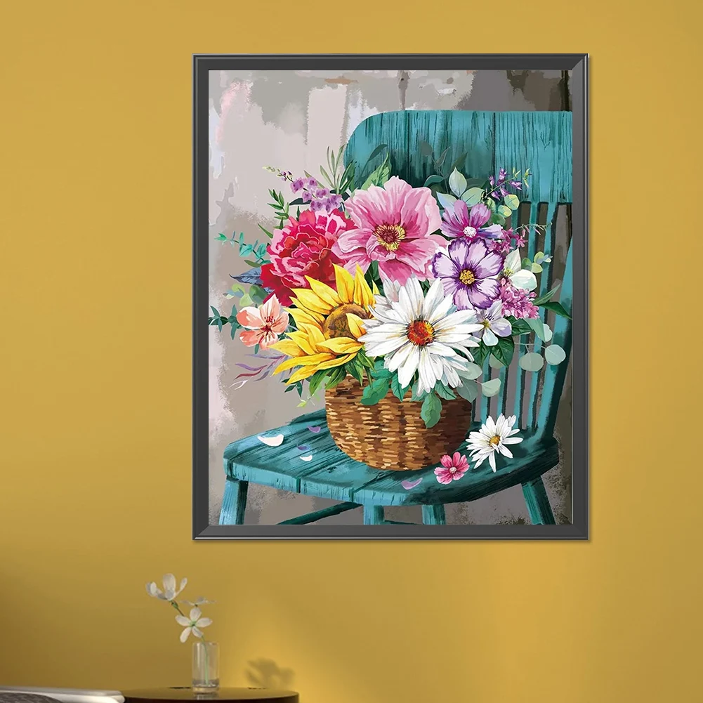 

5D DIY Full Round Drill Partial AB Diamond Painting Flower Basket Decor 45x55cm