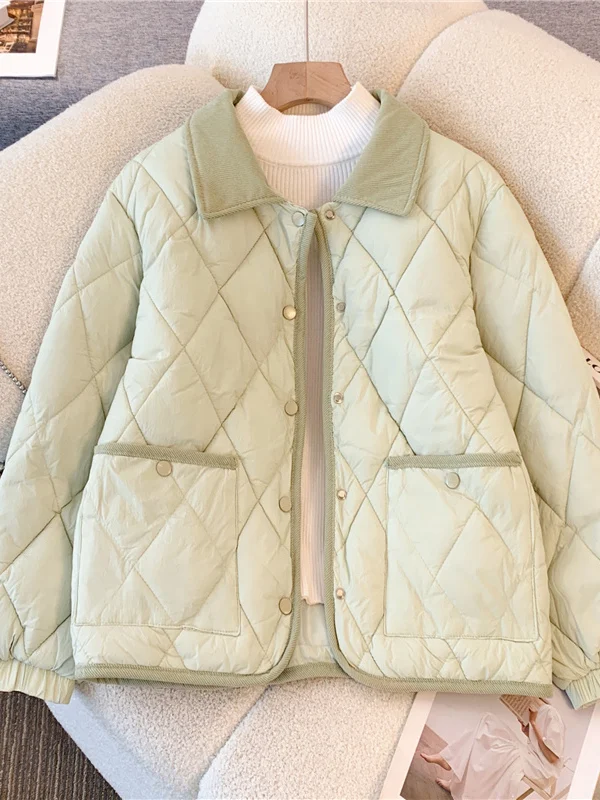 

Легкое стеганое хлопковое пальто большого размера для женщин, свободного кроя, зимнее, в корейском стиле, для повседневной носки, удлиненное