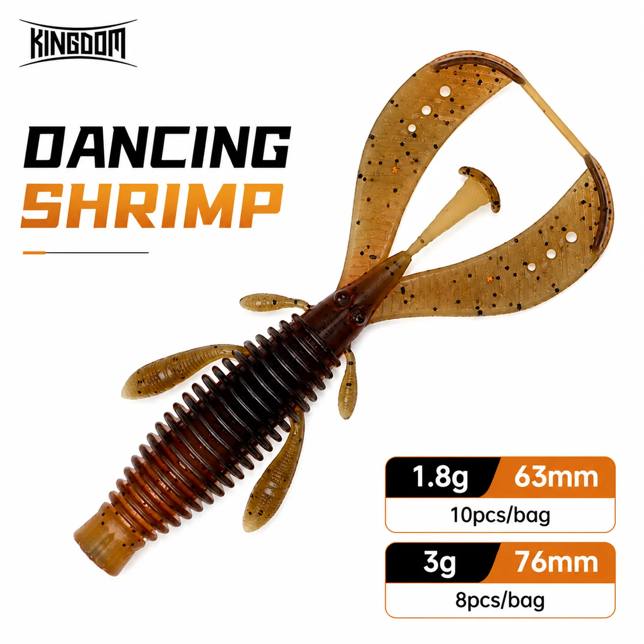 Kingdom 10 Stück weiche Angelköder 1,8 g 3 g 63 mm 76 mm schwimmende künstliche weiche Wurm-TPE-Köder für Bass Pike Swimbait