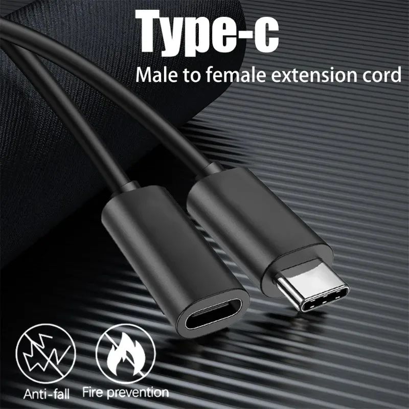 0.5M/1M USB Type C Extension Cable Fast Charger Wire for Smartphones Tablet Laptop Hard Drives Type-C Male To Female Extender