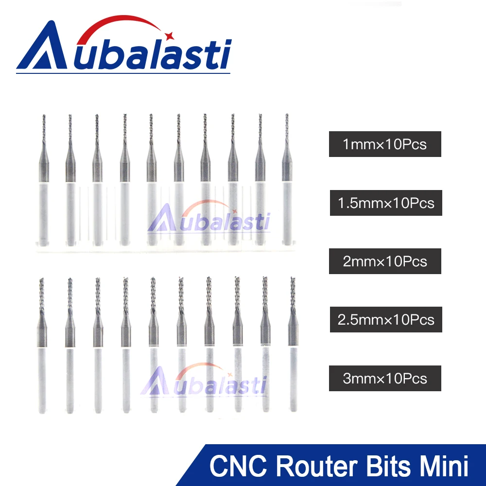 

Aubalasti CNC Router Bit Mini PCB Carbide End Mill Tools 3.175 Diameter Cutting Bits CNC Milling Cutters Kit CNC Cutter Milling